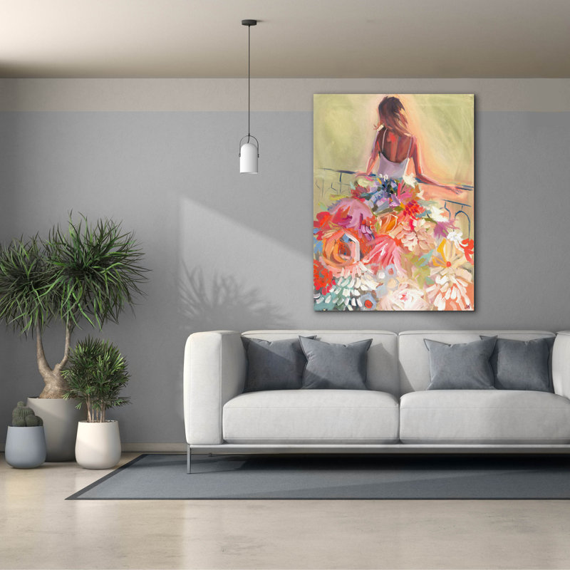 Art floral sur toile, H 54 po x l 40 po x P 1,5 po