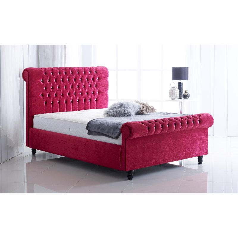Metcalf Upholstered Bed, Small Double (4'), Blush Pink 