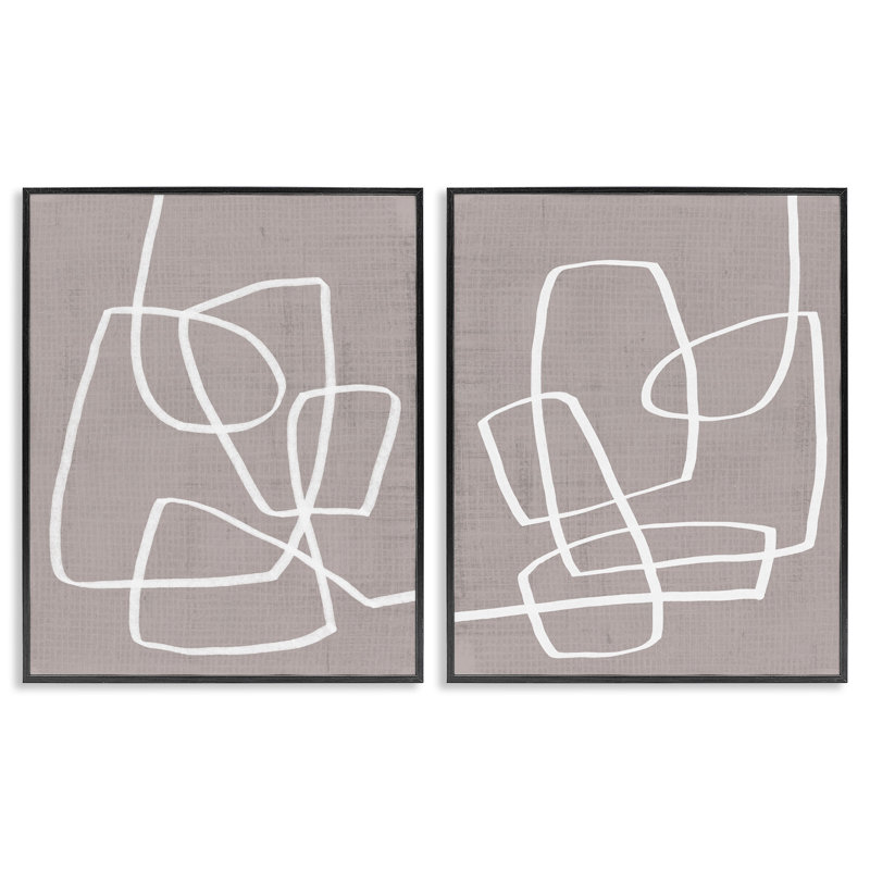 Abstrait Busy Line, H 20 po x l 16 po, Giclée encadrée noir minuit