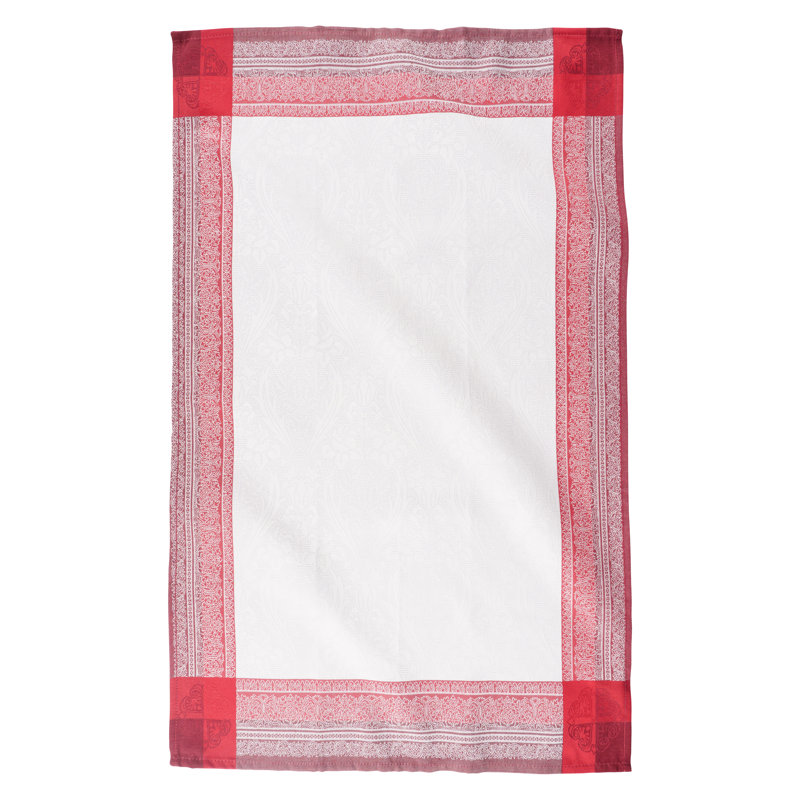 Set Of 2 Bonnes Jacquard Kitchen Towel - Winter 19" X 30", White/Red