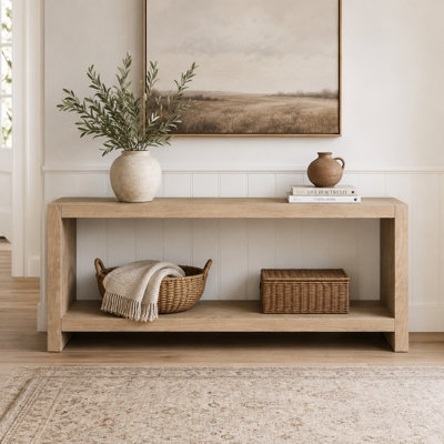 63" Farmhouse Console Table, 2-Tier Rustic Sofa Table with Wood Veneer, Long Entryway Table for Behind Couch, Living Room & Hallway