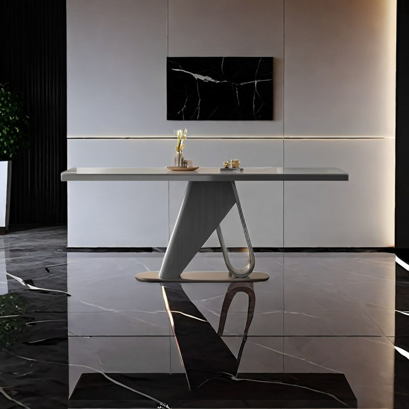 Light luxury rectangular rock plate dining table, 29.52"H x 55.11"L x 31.49"W