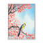 Bel oiseau rouge sur une branche en fleurs I - peinture sur toile-59759961-59759966
