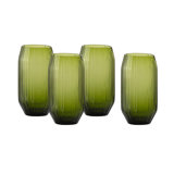 Fortessa Estiva Glass, 12.5 Ounce Hiball/Sparkling Cocktail (Set of 4), Textured Palm Green