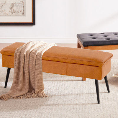 Faux Leather Upholstered Storage Bench Ottoman by George Oliver