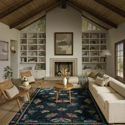 Animal & Insect  Floral 8X10 Area Rugs – Machine Washable with Non-Slip Backing rug for Living Room, Dining Room, Bedroom