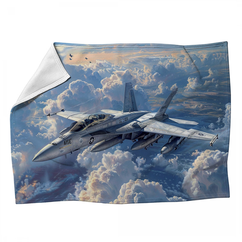 Fighter Jet Fleece Throw Blanket - Aerospace Throws for Sofas or Beds, 60" W x 80" L