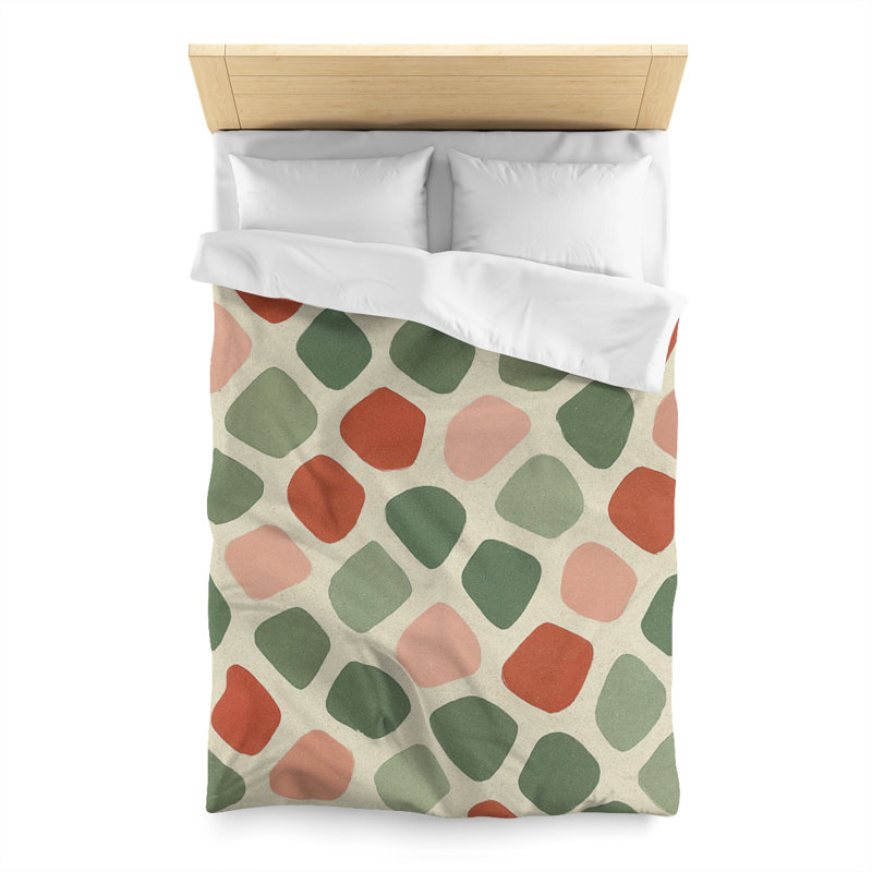 Microfiber Duvet Cover Boho Style, Design 45, White, Twin Duvet Cover