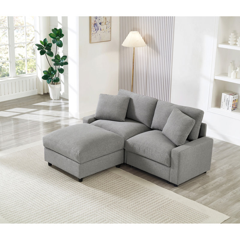 Canapé d'angle modulaire Cloud en forme de U de 310 cm (122 pouces), canapé-lit en polyester pour salon, appartement et bureau, 4 places avec 2 poufs, petit espace, moderne, montage facile