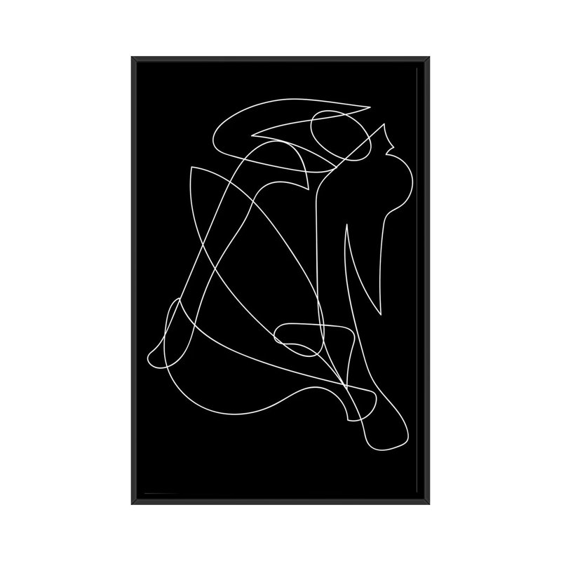 Silhouette déconstruite par Mambo art studio-impression, Pas de tapis, Toile avec cadre noir, H 26 po x l 18 po x 1,5 po