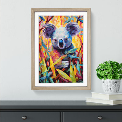 Koala Bear Abstract No.2 - Single Picture Frame Print on Wood