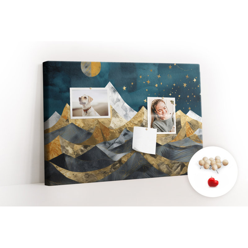 Wall Mounted cork board with print wall art notice boards home office bulletin board ideas Night landscape