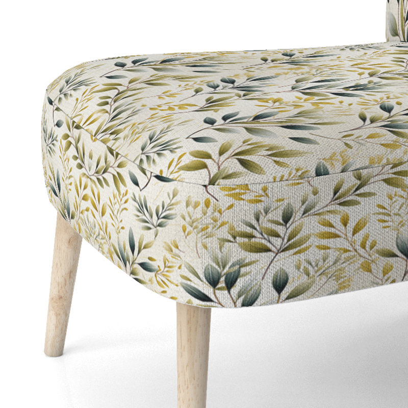 Tranquil Leaves - Chaise d'appoint rembourrée scandinave, chaise d'appoint Botanical Plants