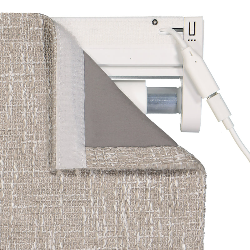 Beige Motorized Blackout Cordless Roman Shade