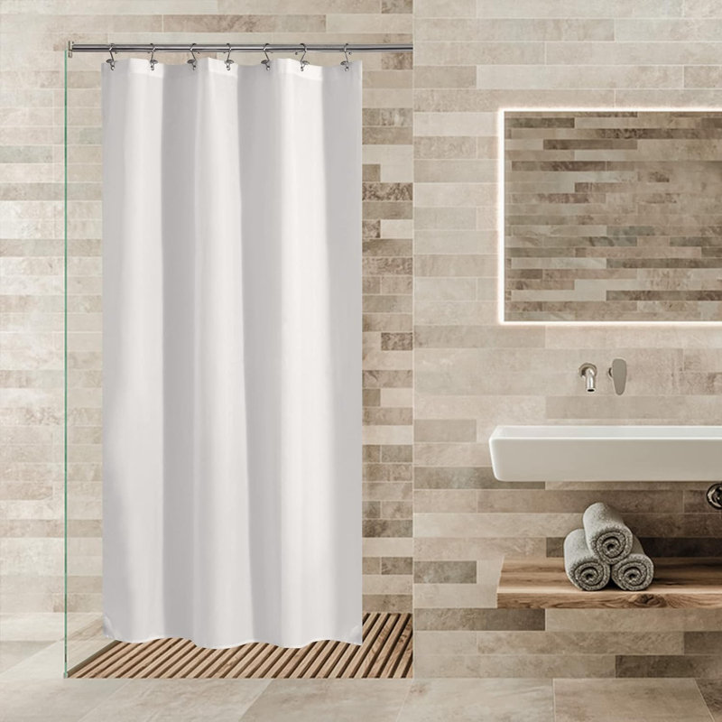Doublure de rideau de douche douce et légère en tissu imperméable avec aimants pour décrochage étroit, lavable à la machine, durable et sans odeur