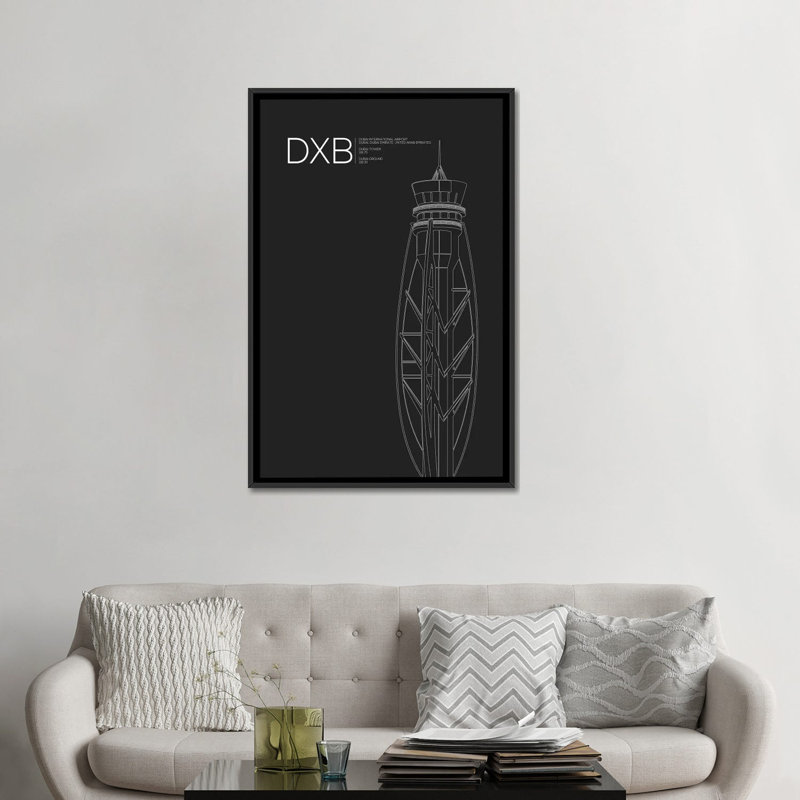 " Dubai " by 08 Left, 26" H x 18" W x 1.5" D, Black Framed Canvas, No Mat