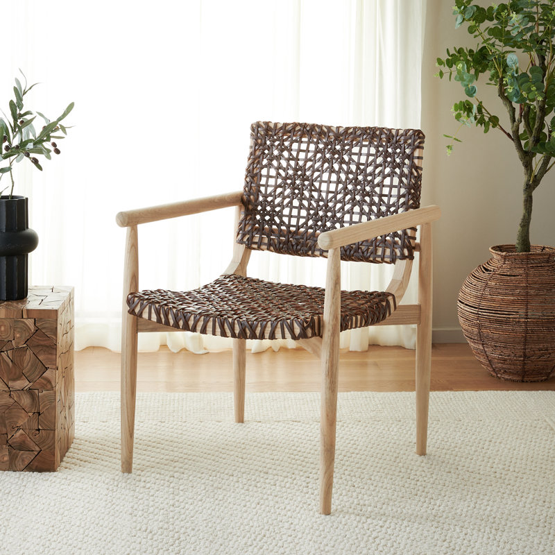 Fauteuil en cuir véritable de 22,83 po de largeur Joshelin, Naturel, Cuir véritable cognac