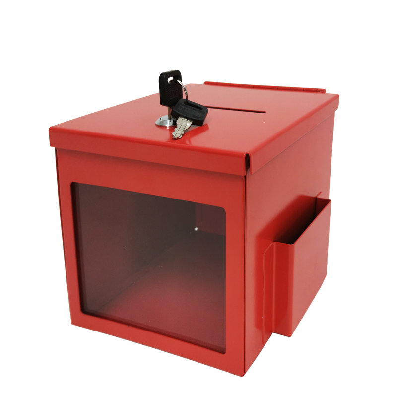 FixtureDisplays® l 5,91 po x H 5,91 po x P 5,91 po Don en métal loyer suggérer boîte à chèque dîme collection goutte de clé 31270