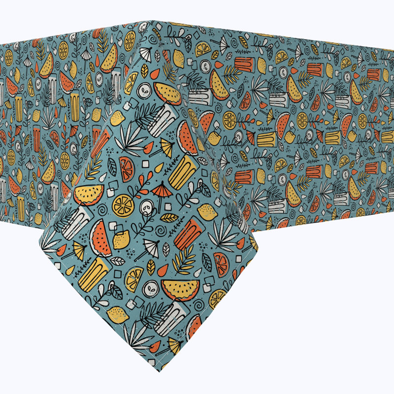 Rectangular Tablecloth, 100% Cotton, 52X104", Colorful Refreshments, 120" L x 52" W