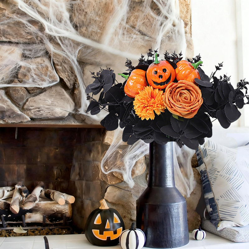 Décoration de bouquets de citrouille d'Halloween, bouquet de citrouille, décoration de maison, cadeau des Fêtes (25 pièces par bouquet)