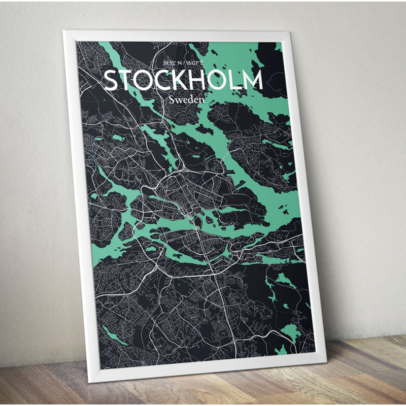 Stockholm City Map - No Frame Print, 127.4 cm H x 61 cm W x 0.1 cm D