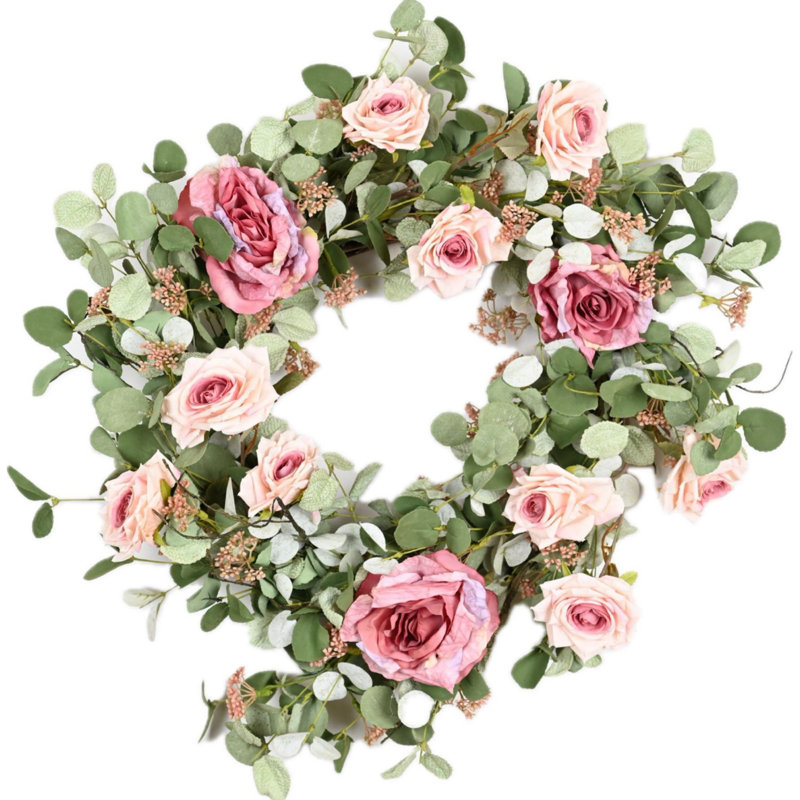 24" Handcrafted Leafage and Peony Easter Wreath