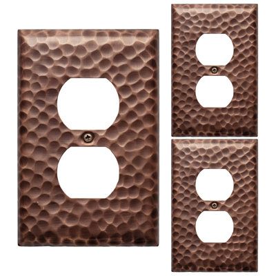 Hand Hammered 1-Gang Duplex Outlet Standard Wall Plate (Set of 3)