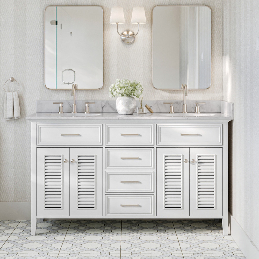 Davisboro Double Bathroom Vanity, Oval, White, 61"