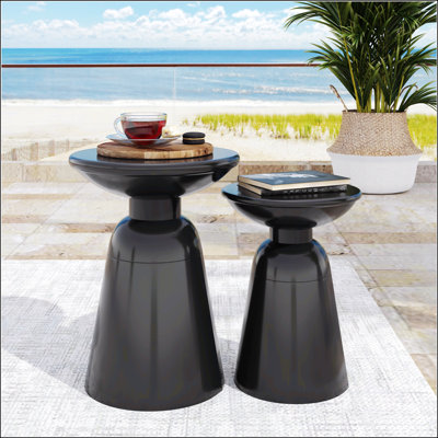 Serenita Outdoor Iron Side Tables With Flared Design,Perfect For Modern And Stylish Outdoor Spaces