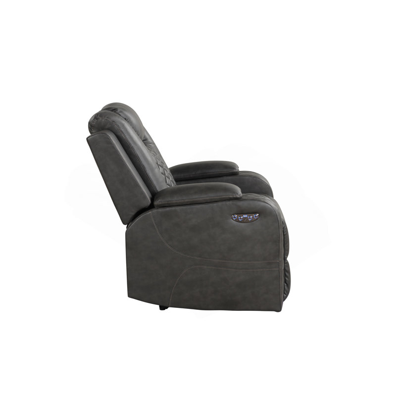 Fauteuil inclinable électrique 3 pièces en similicuir noir