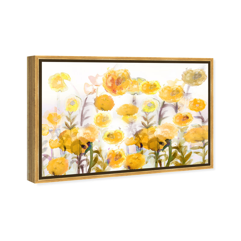 Floral and Botanical Bella Garden Poppy Yellow Gardens, reproduction d'art sur toile, Toile encadrée d'or