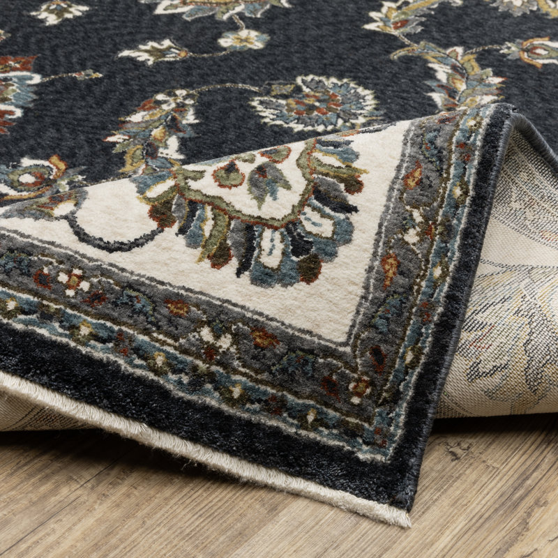 Tapis bleu marine / ivoire Sorusch, Tapis de couloir 2 pi 3 po x 7 pi 6 po