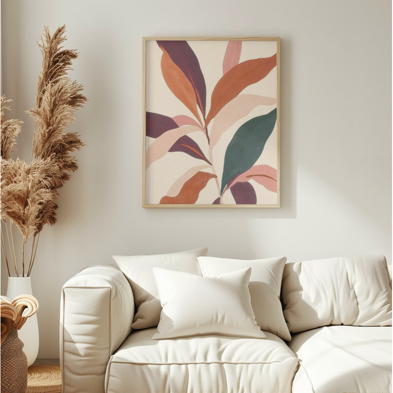 «Abstract Plants», art mural texturé encadré, Beige, H 14 po x l 10 po