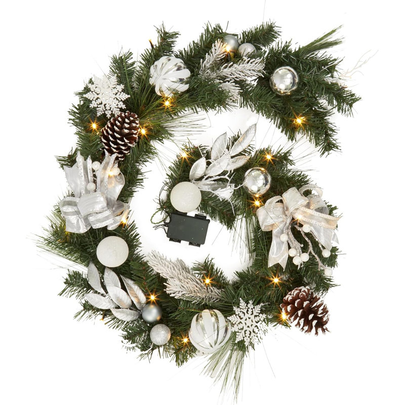 Guirlande de Noël de 6 pi à piles avec lumières, 8 modes et minuterie pour manteau de cheminée intérieur et décoration des Fêtes
