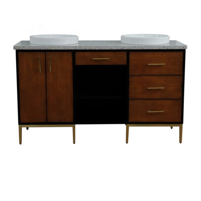 61'' Double Bathroom Vanity with Granite Top
