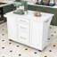 Chariot roulant pour îlot de cuisine avec poubelle inclinable, abattant, armoire coulissante et 2 tiroirs-1004750946