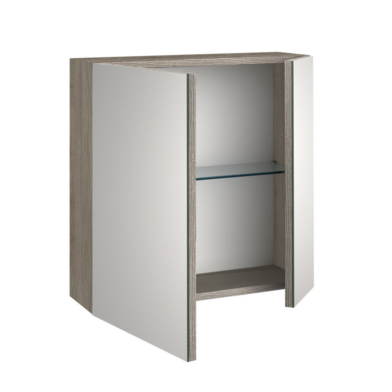 Evandra 900mm W 700mm H Surface Frameless Medicine Cabinet Mirror 1 Fixed, 60" H x 60" W x 20" D, Ash Oak
