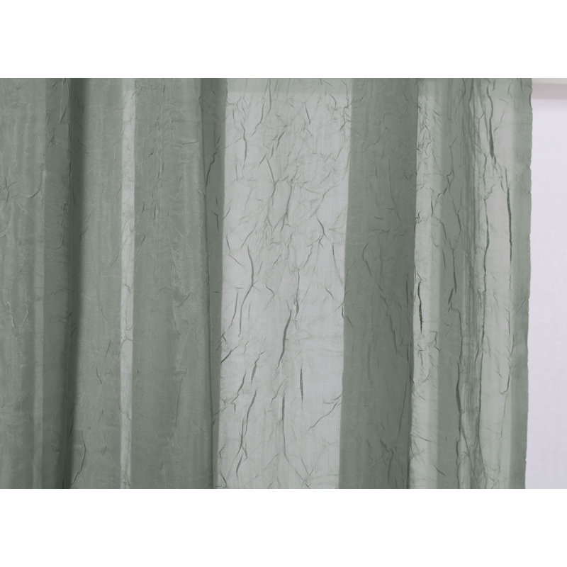 Canizales 100% Polyester Sheer Crushed Voile Solid Color Curtain Panel with Rod Pocket Top, 52" W x 84" L, Light Blue