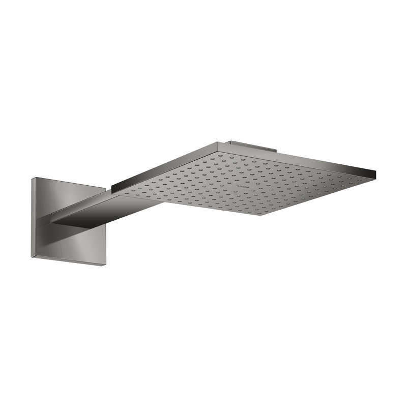 ShowerSolutions Square 2-Jet Showerhead 250 with Showerarm Trim, 1.75 GPM, Polished Black Chrome