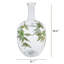 Vase en verre transparent avec motif botanique vert et or, 16,5 po