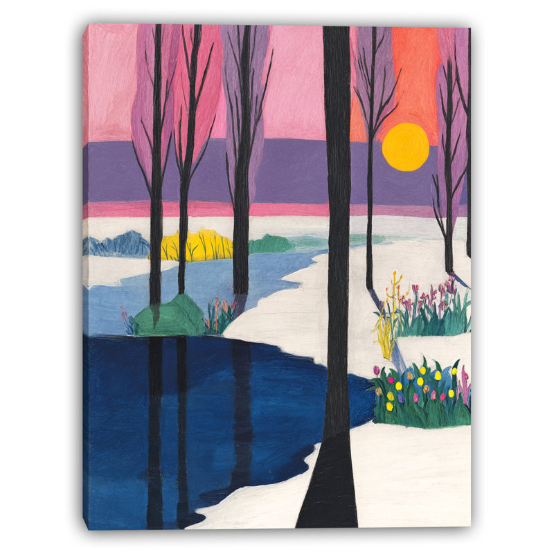 «Winter Sunset Reflection», art mural sur toile tendue, H 48 po x l 36 po