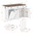 Kitchen Island with Storage Cabinet and Trash Cabinet, 55" Kitchen Dining Table with Drop Leaf and Charging Station-1896157047