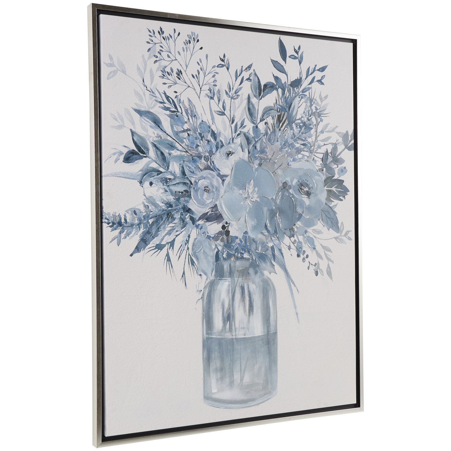 Red Barrel Studio® Canvas Bouquet Floral Blue Framed Wall Art with ...