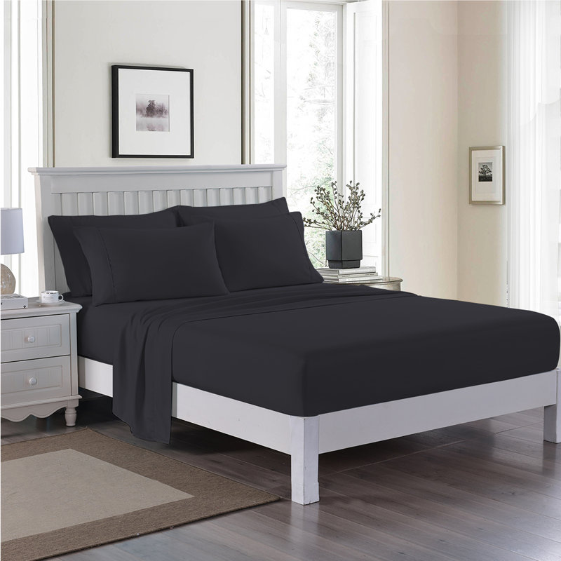 Microfiber Sheet Set, Black, Queen