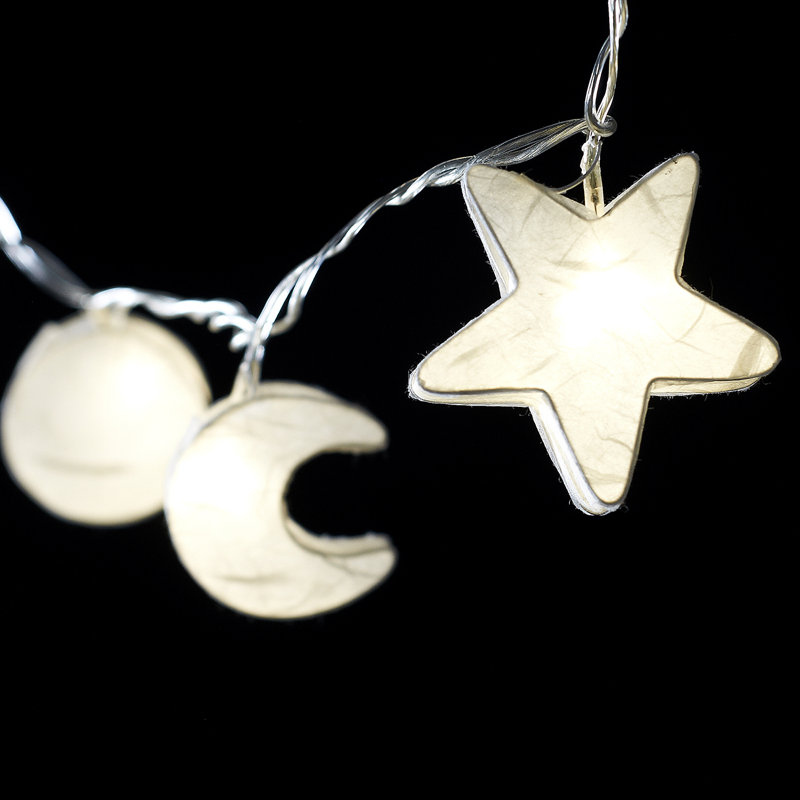 Shallon LED Handmade Paper Suns Stars and Moons String Light, 30 Lamps - 8 Metre Long