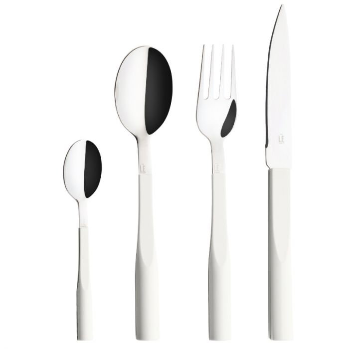 Ensemble de couverts 24 pièces en acier inoxydable 18/10 L'Econome par Starck, service pour 6, Blanc