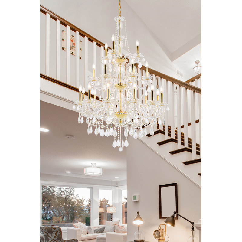 Lesli - Light Candle Style Tiered Chandelier, 21, Gold