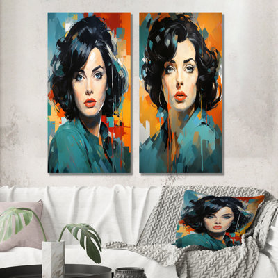 Portrait de sarcelle Taylor - ensemble de 2 impressions sur toile Popart abstraites