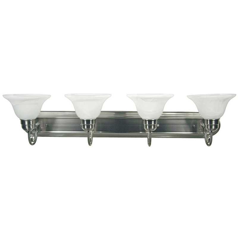 Éclairage pour salle de bain 4 lumières Marilyne, en nickel satiné