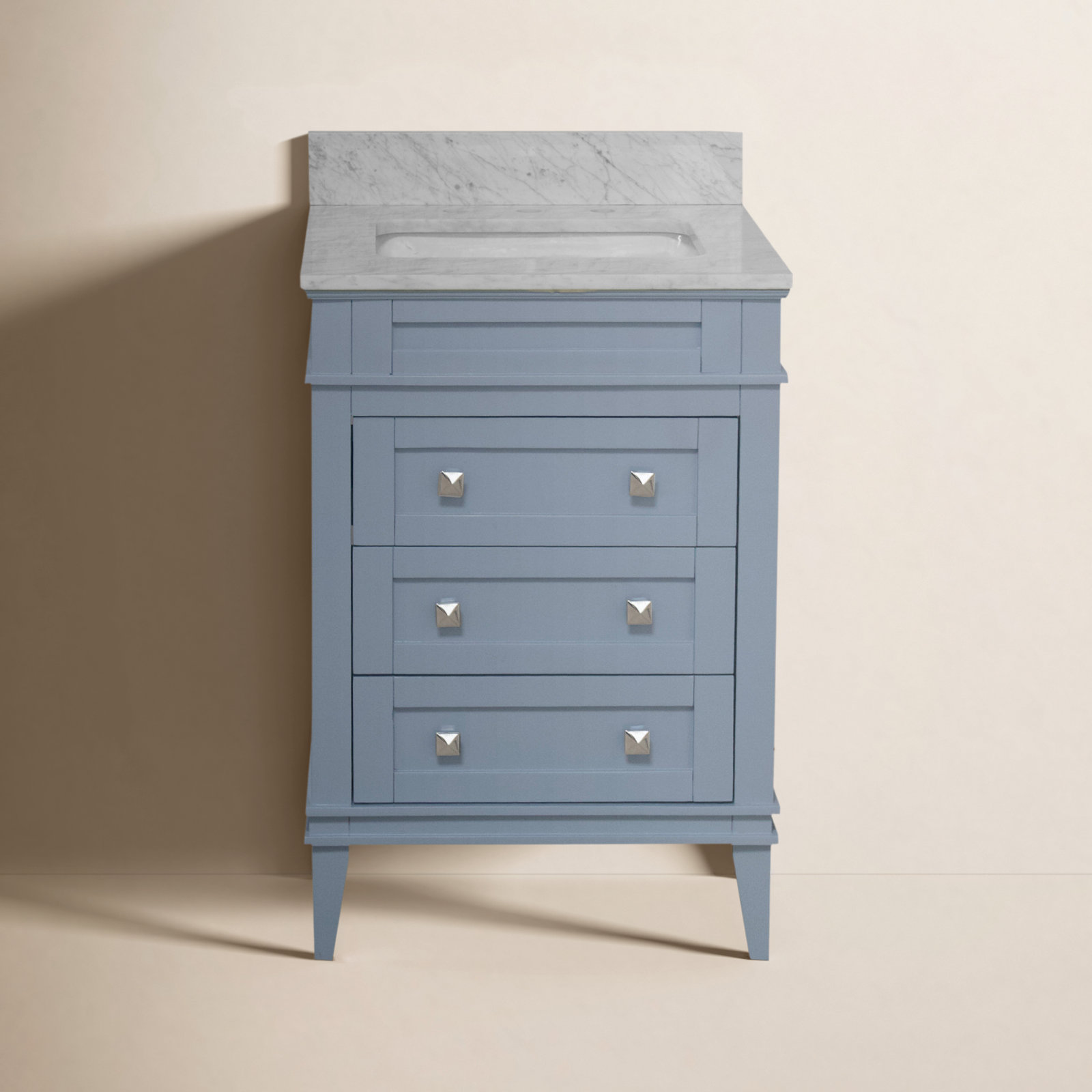 Frankfurt 24'' Single Bathroom Vanity, Carrara Marble, Powder Blue